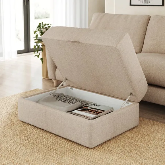 Storage Footstool with Lift Lid - Natural, Fabric