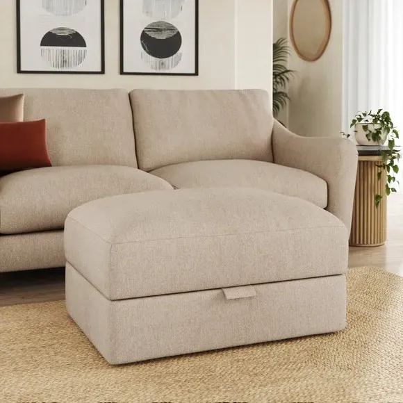 Storage Footstool with Lift Lid - Natural, Fabric