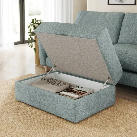 Storage Footstool with Lift Lid - Teal, Fabric