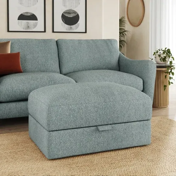 Storage Footstool with Lift Lid - Teal, Fabric