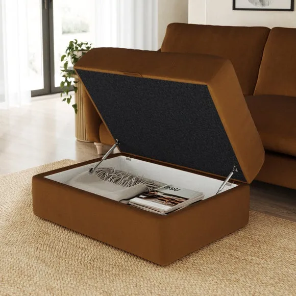 Storage Footstool with Lift Top - Caramel, Velvet
