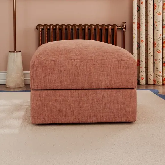 Storage Footstool with Lift Top - Clay, Faux Linen