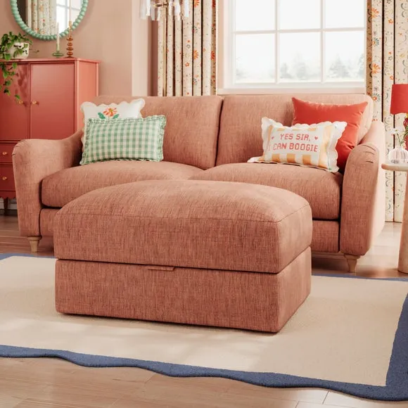 Storage Footstool with Lift Top - Clay, Faux Linen image