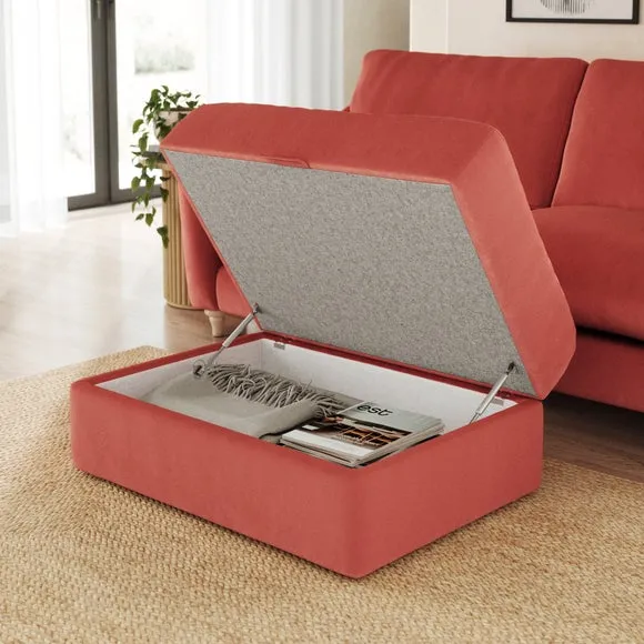 Storage Footstool with Lift Top - Clay, Velvet