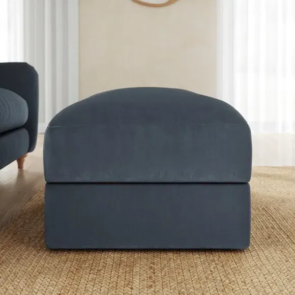 Storage Footstool with Lift Top - Denim, Velvet