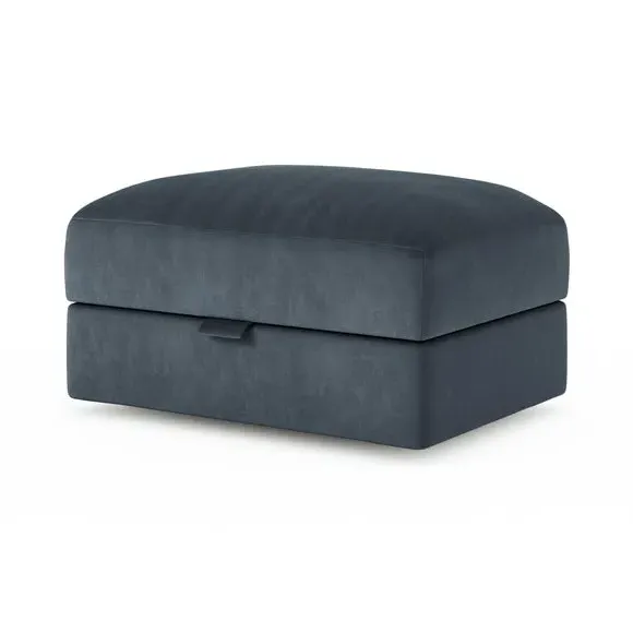 Storage Footstool with Lift Top - Denim, Velvet