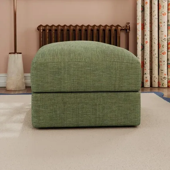 Storage Footstool with Lift Top - Green, Faux Linen