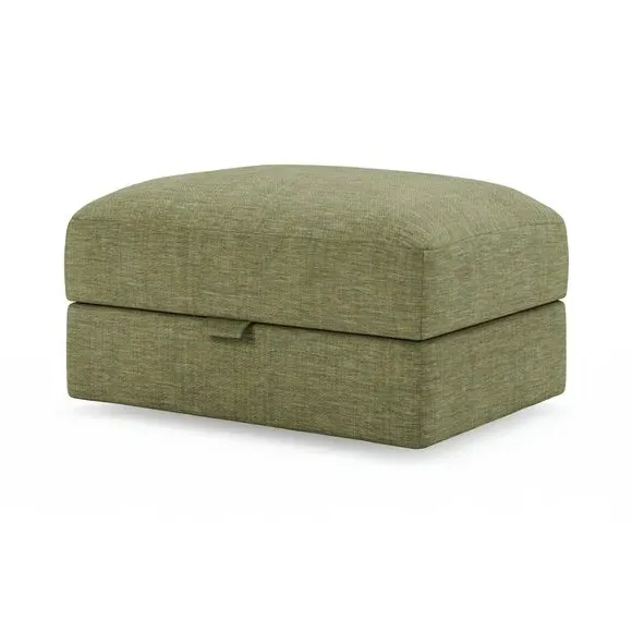 Storage Footstool with Lift Top - Green, Faux Linen