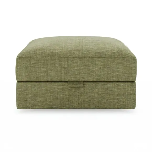 Storage Footstool with Lift Top - Green, Faux Linen