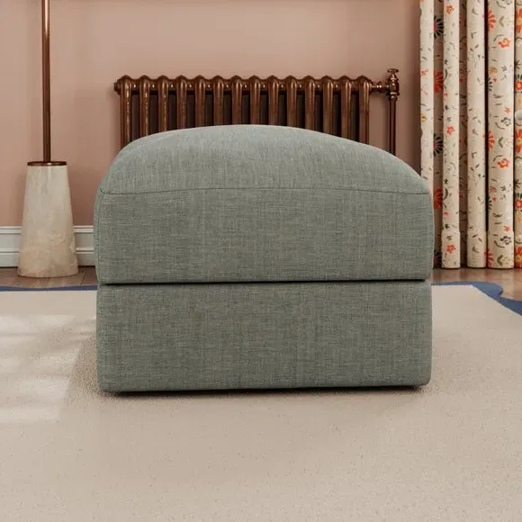 Storage Footstool with Lift Top - Grey, Faux Linen