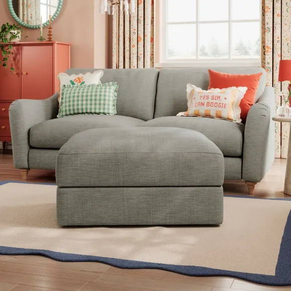 Storage Footstool with Lift Top - Grey, Faux Linen
