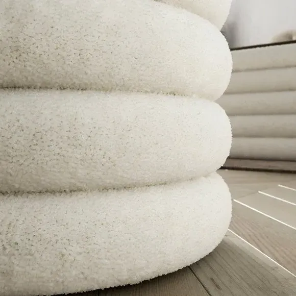 Storage Footstool with Lift Top - Ivory, Sherpa