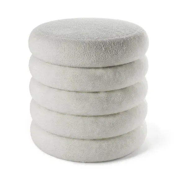 Storage Footstool with Lift Top - Ivory, Sherpa