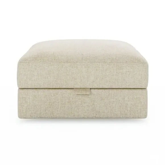 Storage Footstool with Lift Top - Natural, Faux Linen