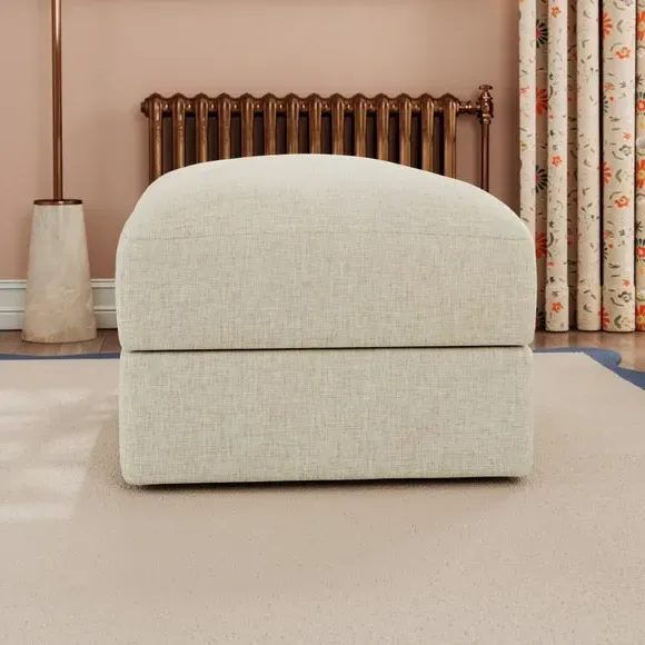 Storage Footstool with Lift Top - Natural, Faux Linen