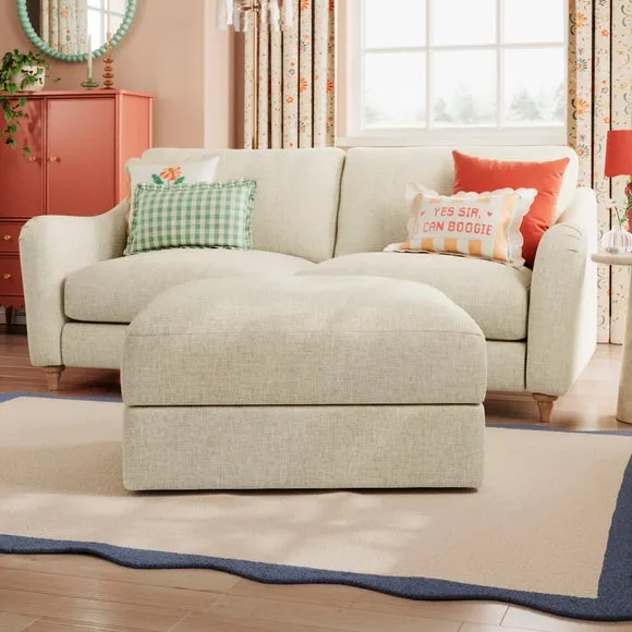 Storage Footstool with Lift Top - Natural, Faux Linen