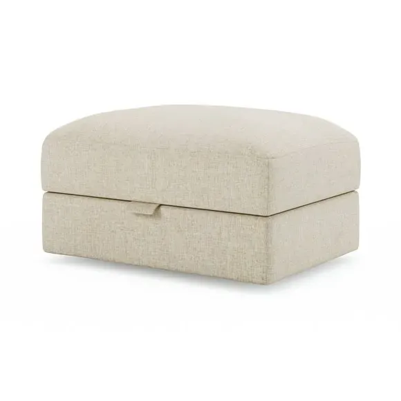 Storage Footstool with Lift Top - Natural, Faux Linen