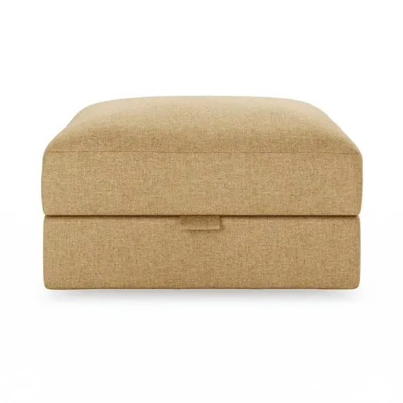 Storage Footstool with Lift Top - Ochre, Faux Linen