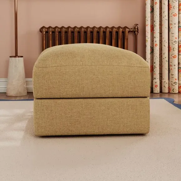 Storage Footstool with Lift Top - Ochre, Faux Linen