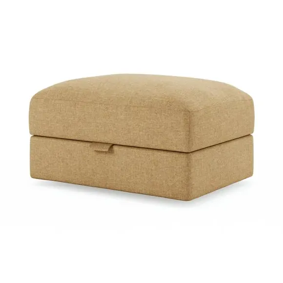 Storage Footstool with Lift Top - Ochre, Faux Linen