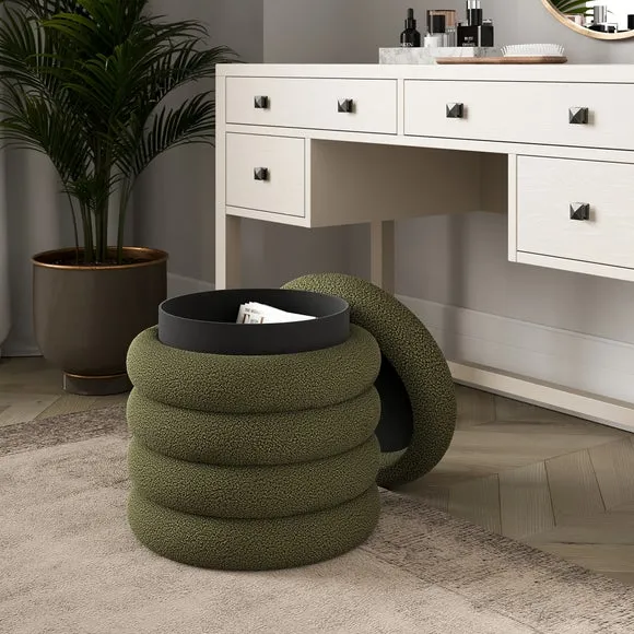 Storage Footstool with Lift Top - Olive, Sherpa