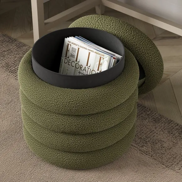 Storage Footstool with Lift Top - Olive, Sherpa