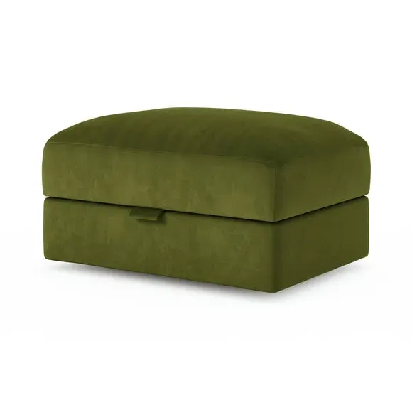 Storage Footstool with Lift Top - Olive, Velvet