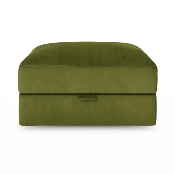 Storage Footstool with Lift Top - Olive, Velvet