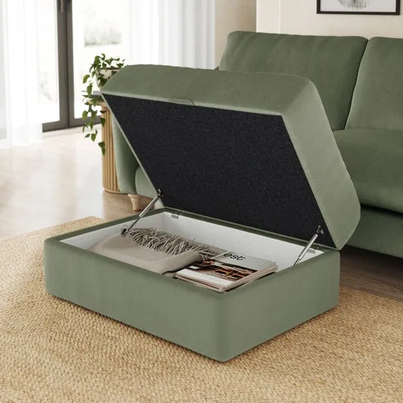 Storage Footstool with Lift Top - Sage, Velvet