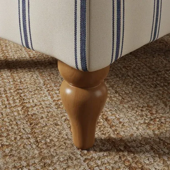 Storage Footstool with Stripes - Blue, Wood