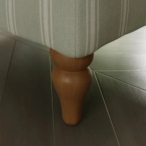 Storage Footstool with Stripes - Sage, Wood