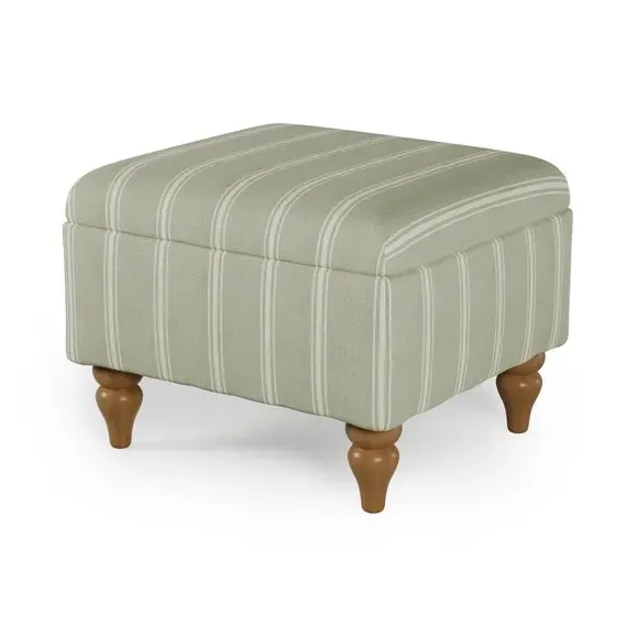 Storage Footstool with Stripes - Sage, Wood