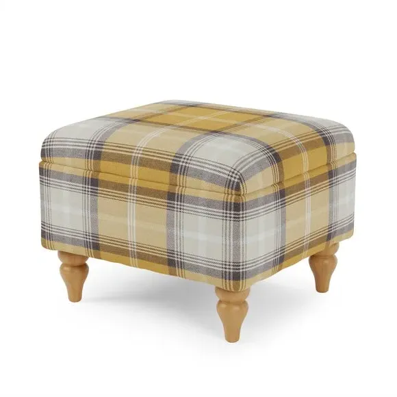 Storage Footstool with Tapered Legs - Gold, Fabric