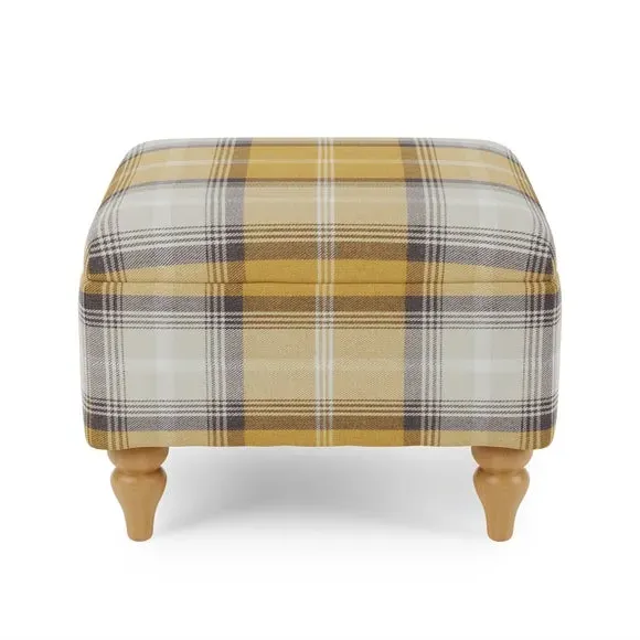 Storage Footstool with Tapered Legs - Gold, Fabric