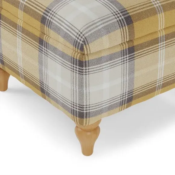 Storage Footstool with Tapered Legs - Gold, Fabric
