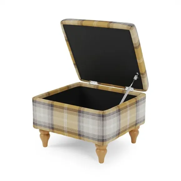 Storage Footstool with Tapered Legs - Gold, Fabric