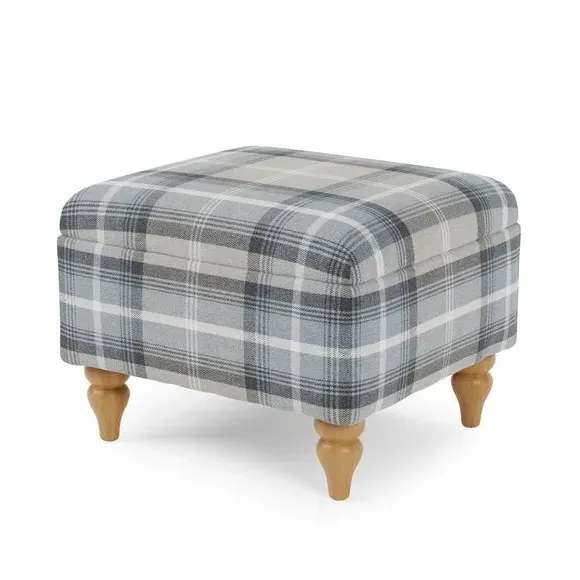 Storage Footstool with Tapered Legs - Grey, Fabric