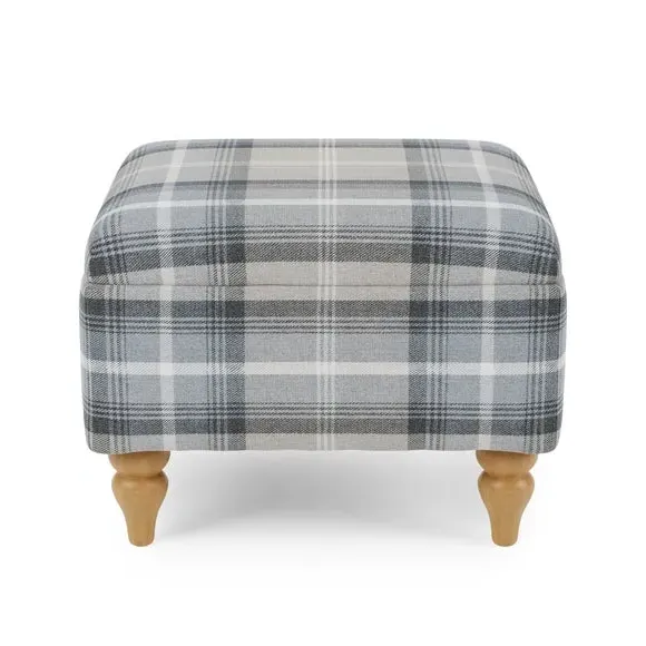 Storage Footstool with Tapered Legs - Grey, Fabric