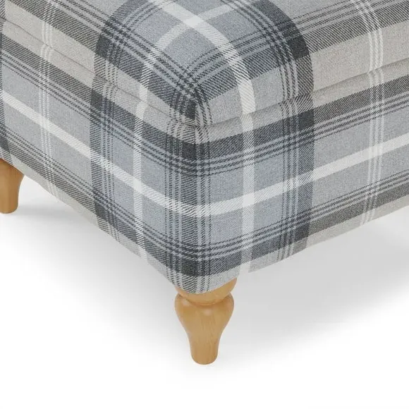 Storage Footstool with Tapered Legs - Grey, Fabric