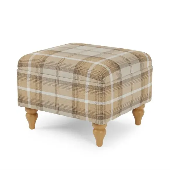 Storage Footstool with Tapered Legs - Natural, Fabric