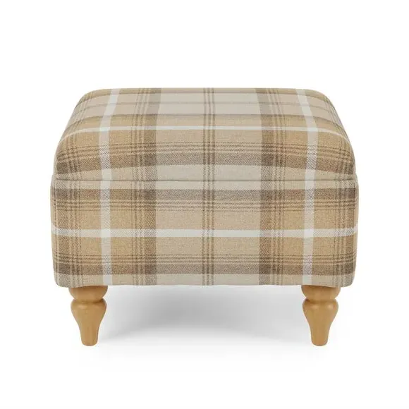 Storage Footstool with Tapered Legs - Natural, Fabric