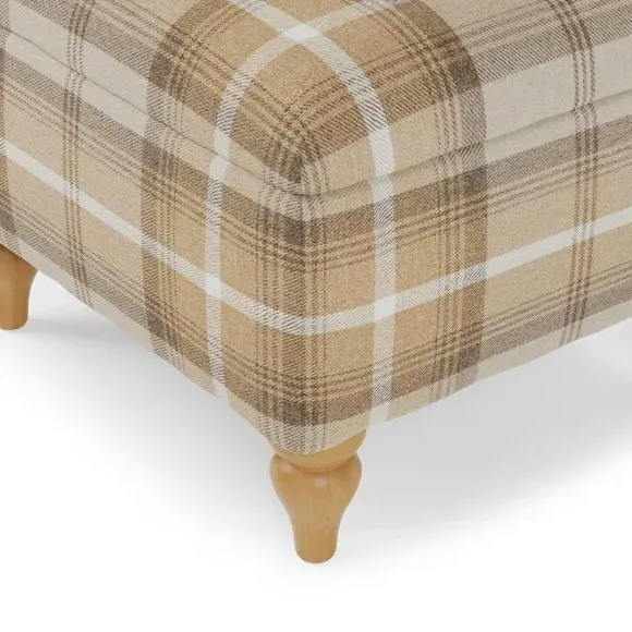 Storage Footstool with Tapered Legs - Natural, Fabric