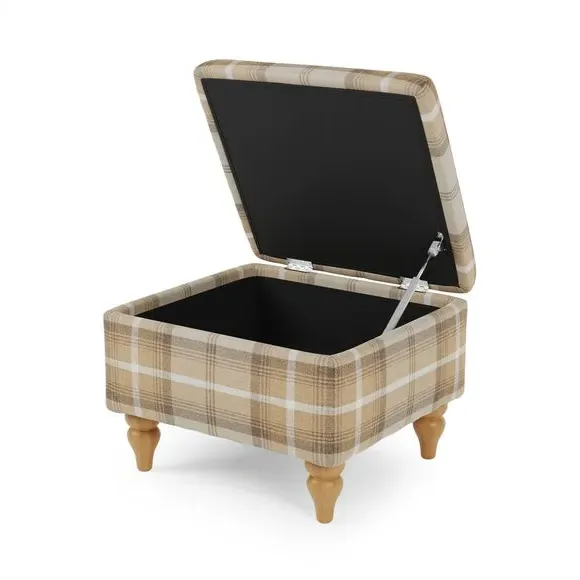Storage Footstool with Tapered Legs - Natural, Fabric