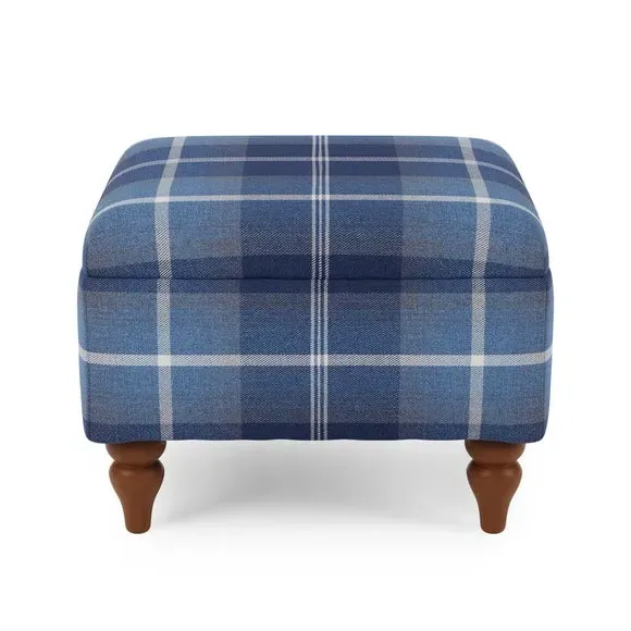 Storage Footstool with Tapered Legs - Navy, Fabric