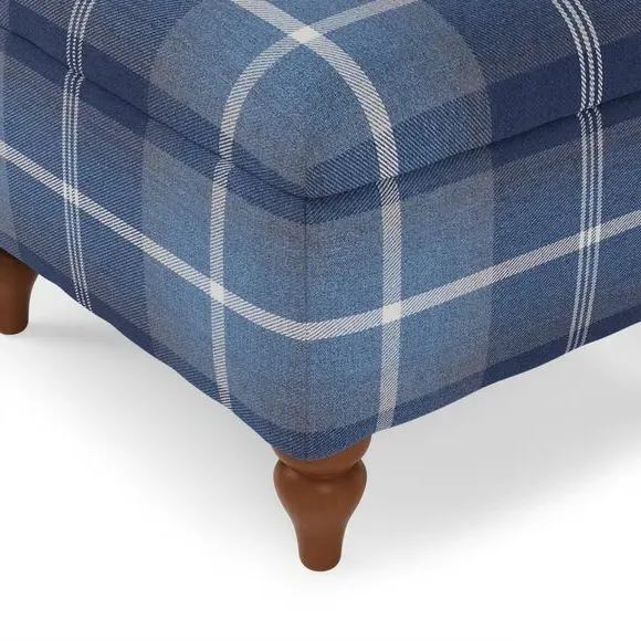 Storage Footstool with Tapered Legs - Navy, Fabric