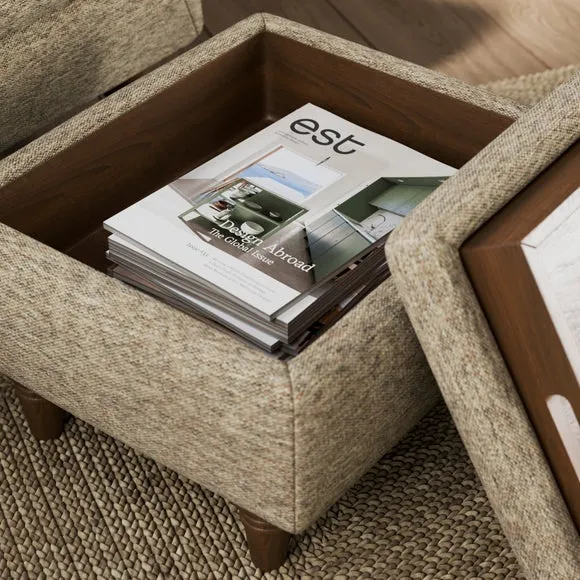 Storage Footstool with Tray - Natural, Chenille
