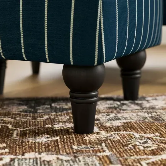 Storage Footstool with Tray - Navy, Fabric