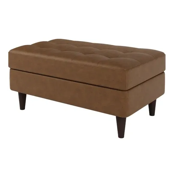 Storage Footstool with Tufted Design - Mocha