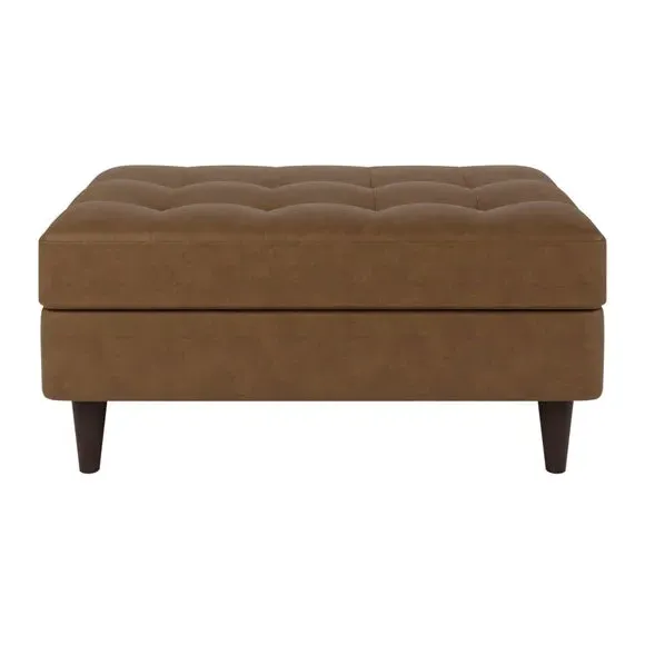 Storage Footstool with Tufted Design - Mocha