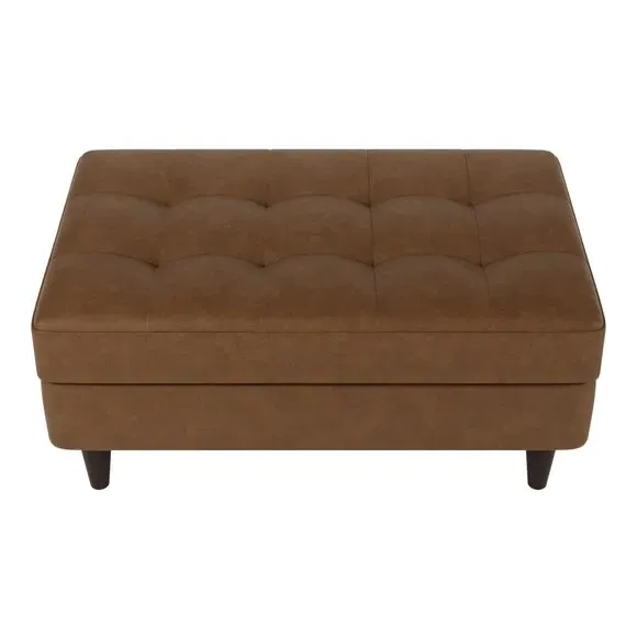 Storage Footstool with Tufted Design - Mocha